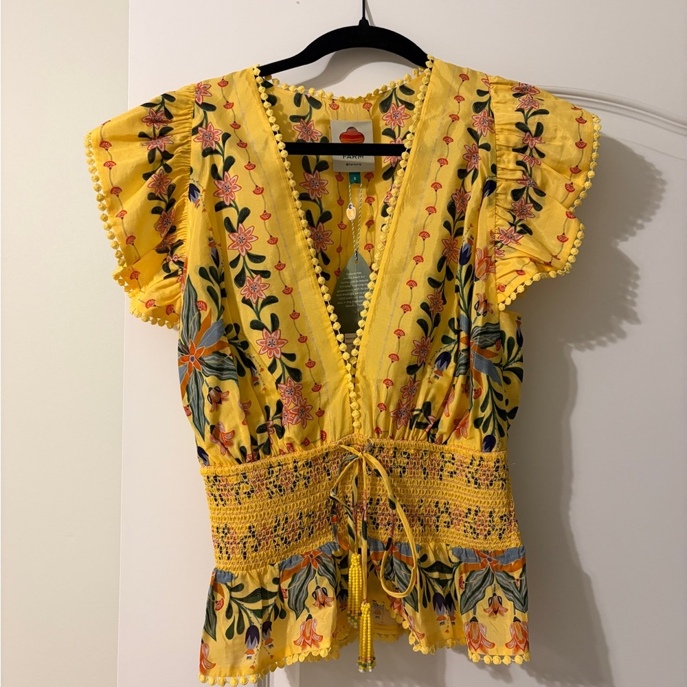 FARM Rio Yellow Floral Blouse